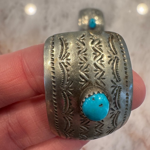 Native American sterling silver & turquoise bolo set signed BL - Picture 3 of 7